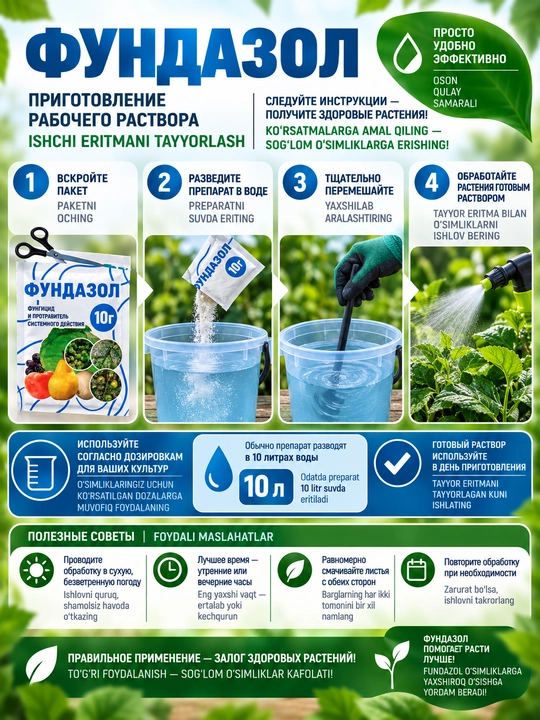 Фунгицид Фундазол системного действия для защиты растений
