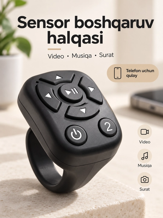 Telefon uchun Bluetooth halqa pult video  surat va sahifalarni masofadan boshqarish uchun