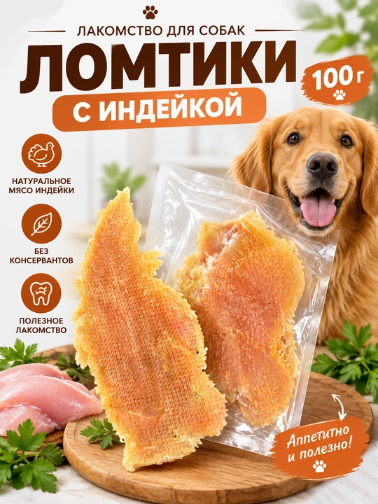 Itlar uchun shirinlik - kurka go‘shti qo‘shilgan bo‘laklar,  100 g - 