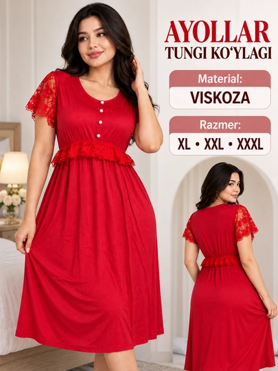 Женская ночная сорочка из вискозы, удобная одежда для дома и сна, XL–XXXL - 