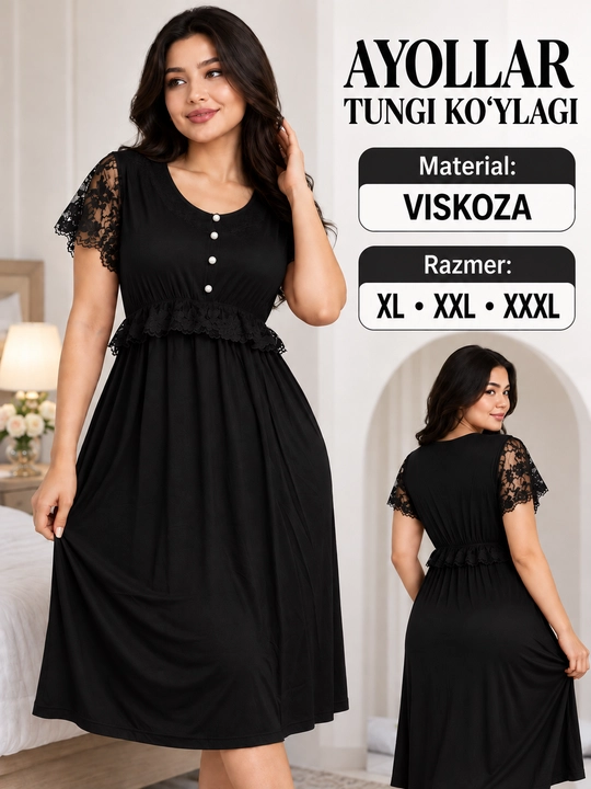 Женская ночная сорочка из вискозы, удобная одежда для дома и сна, XL–XXXL - 