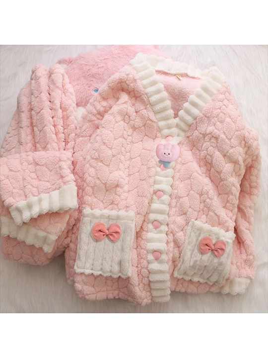 Ayollar uchun pijama shimlar bilan, yumshoq plyush, issiq uy kiyimi oversize