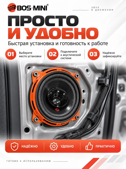 BOS MINI BOS-4086/BOS-4088 среднечастотные автодинамики 4″, 40 Вт