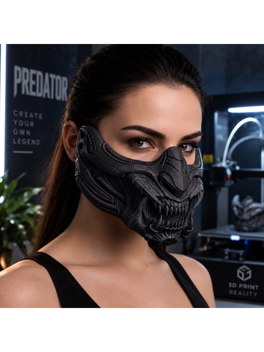 Fantastik yirtqich niqobi, 3D print, qora, kospley va Halloween uchun