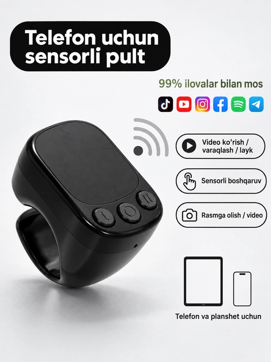 Telefon uchun Bluetooth halqapult video sahifa va kamerani masofadan boshqarish