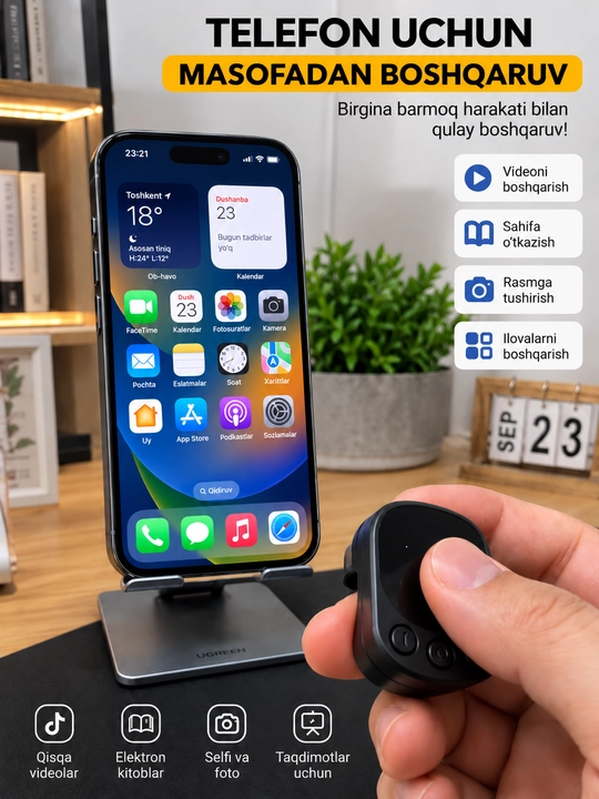 Telefon uchun Bluetooth halqapult video sahifa va kamerani masofadan boshqarish