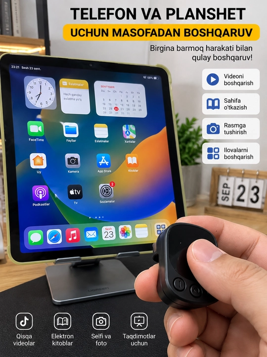 Telefon uchun Bluetooth halqapult video sahifa va kamerani masofadan boshqarish
