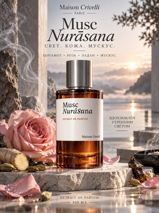Maison Crivelli Musc Nurāsana — мускусный аромат с розой и ладаном, 100 мл - 