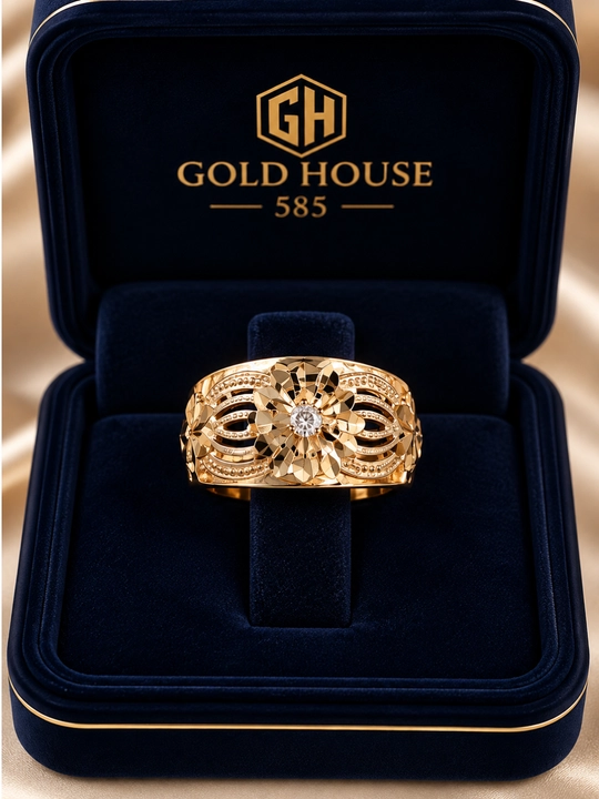 Золотое кольцо с фианитом — модель D41A, GOLD HOUSE
