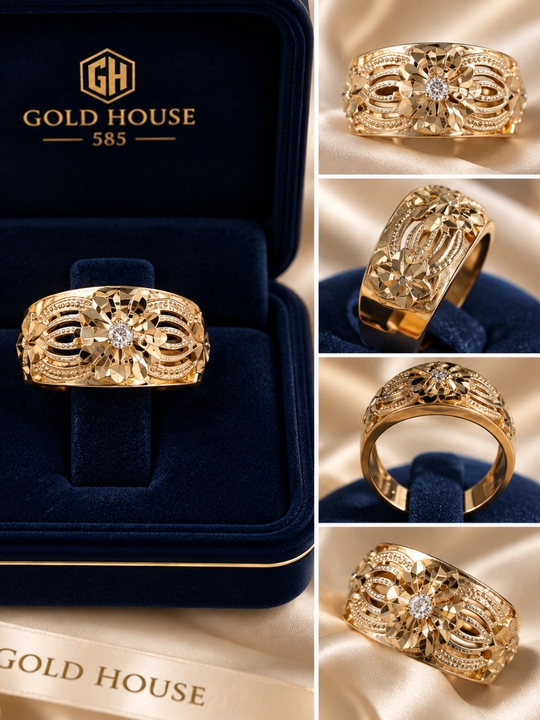 Oltin uzuk fianit bilan — D41A modeli,  GOLD HOUSE - 