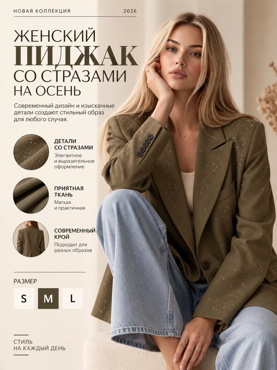 Ayollar pijaki, pidjak, strazali pidjak, jaket ayollar uchun, kuzgi kiyim, razmer S/M/L