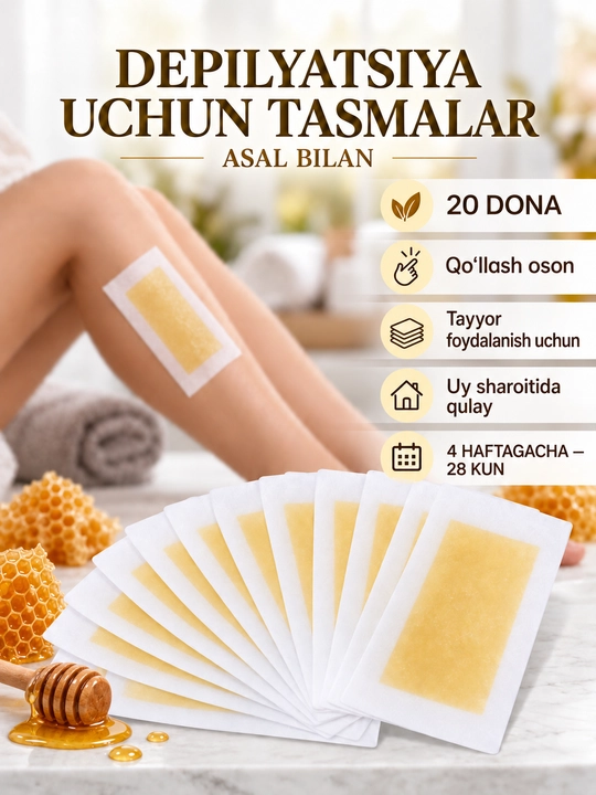 DOLL WAX tana va yuz tuklari uchun mumli chiziqlar, vosk depilatsiya, shugaring, 20 dona - 