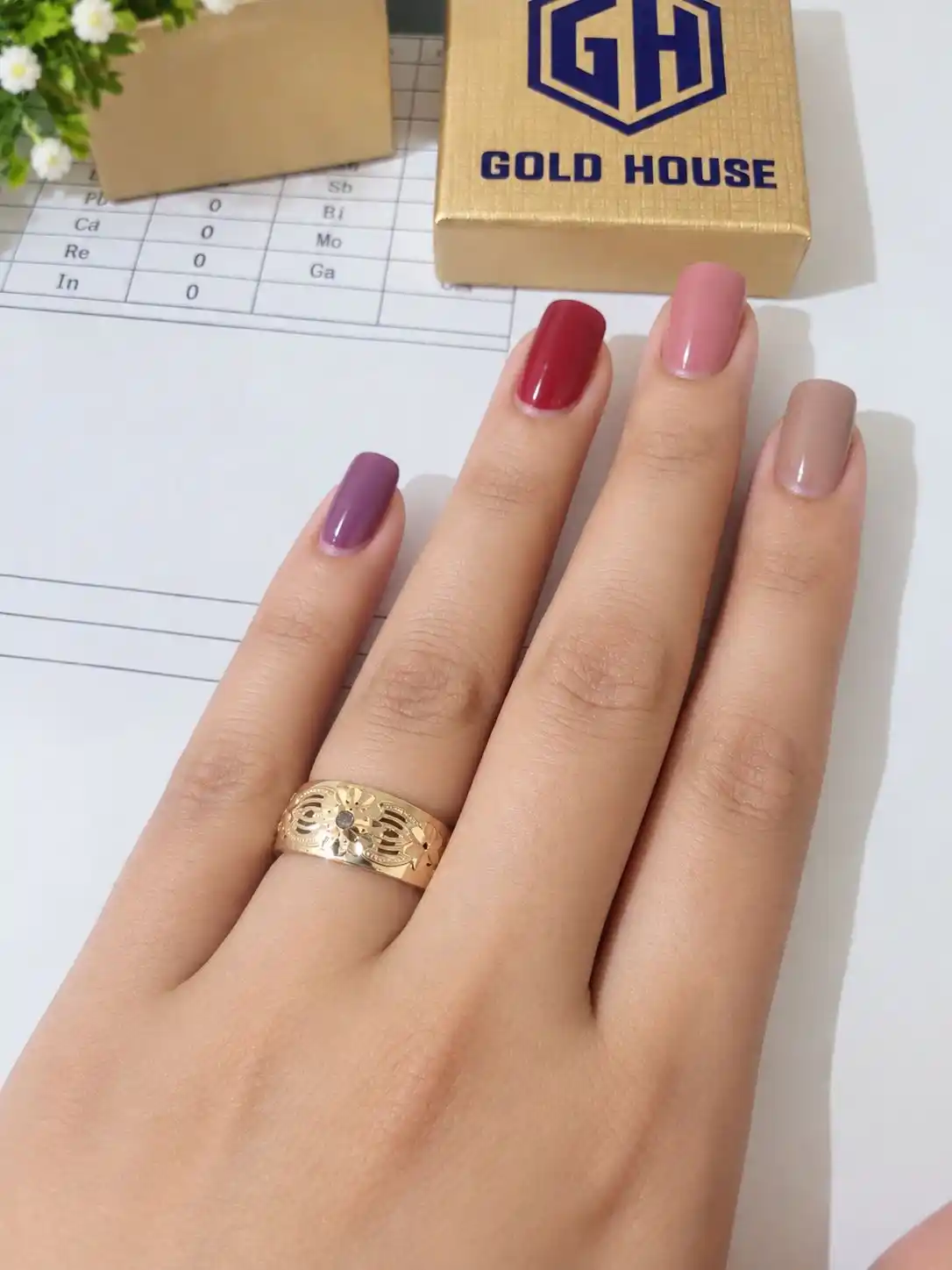Золотое кольцо с фианитом — модель D41A, GOLD HOUSE
