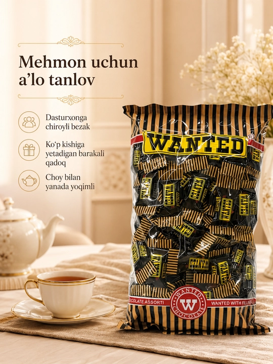 WANTED Edition nachinkali shokolad, 900 g, 105 dona ±2%, chiqaruvchi Ne’mat