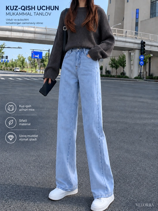 Ayollar uchun baland belli mom jinsilari— turli rangdagi denim shimlar, jinsi shimlar