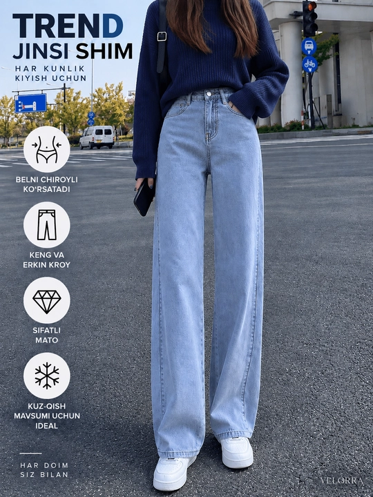 Ayollar uchun baland belli mom jinsilari— turli rangdagi denim shimlar, jinsi shimlar
