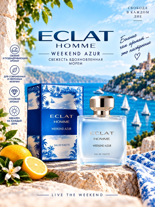 ECLAT HOMME Weekend Azur Eau de Toilette — туалетная вода для мужчин, 100 мл - 