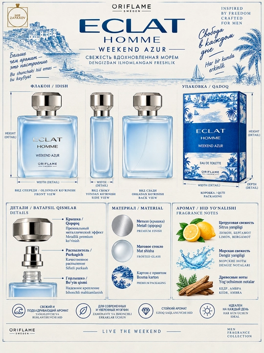 ECLAT HOMME Weekend Azur Eau de Toilette — туалетная вода для мужчин, 100 мл