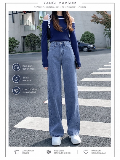 Ayollar uchun baland belli mom jinsilari— turli rangdagi denim shimlar, jinsi shimlar