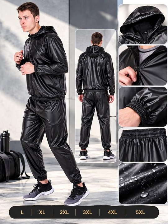 Kapyushonli vazn tushirish kostyumi — intensiv mashg‘ulotlar uchun sport kostyumi, L–5XL - 