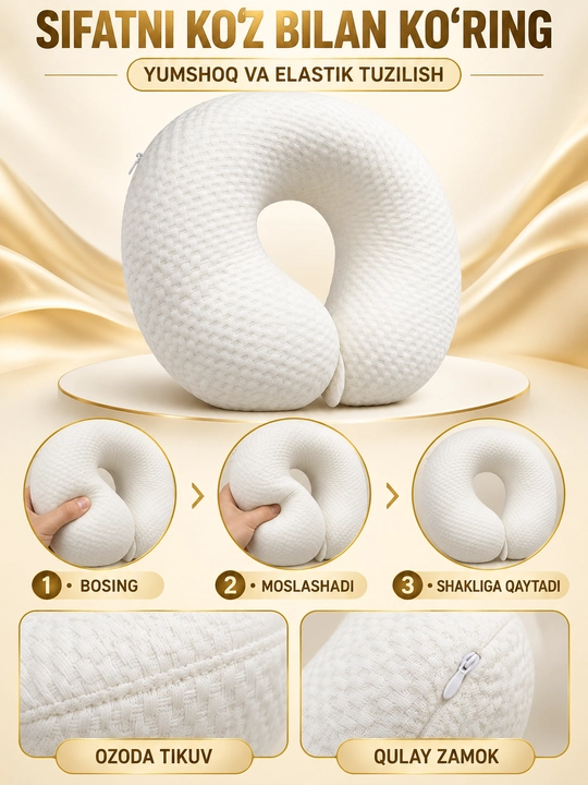 Подушка, анатомическая, Memory Foam, 50×70 см, поддержка головы и шеи, для сна