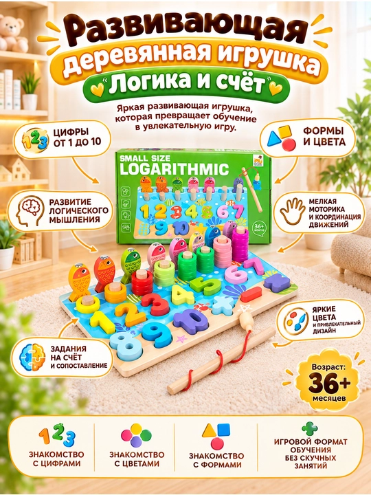 Развивающая игрушка для детей: логический куб-сортер и конструктор пазл