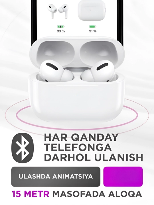 Pods Pro 2 simsiz quloqchinlari, Ayfon va Android uchun Bluetooth, sensorli