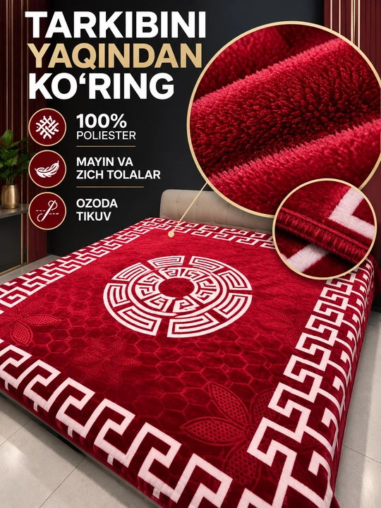 Adyol, 2 kishilik issiq, 1 qavatli 200×220 sm, 2,5 kg — uy va yotoqxona uchun qalin ko‘rpa
