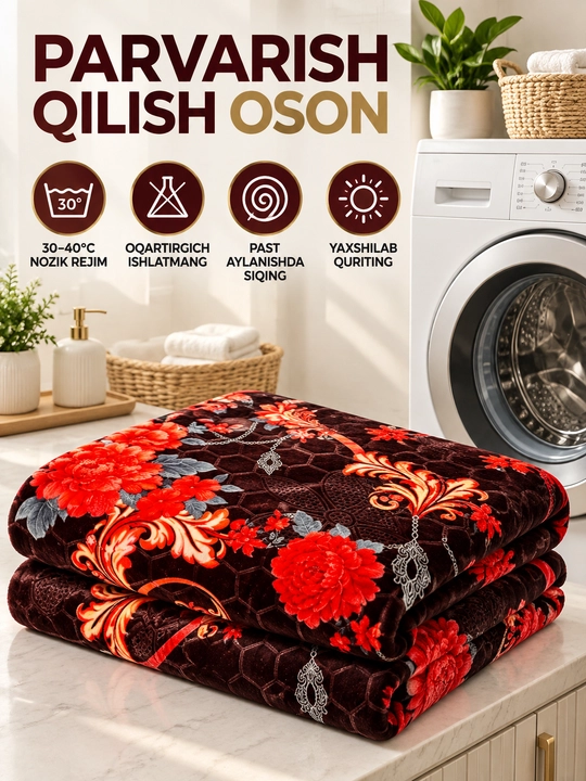 Adyol, 2 kishilik issiq, 1 qavatli 200×220 sm, 2,5 kg — uy va yotoqxona uchun qalin ko‘rpa