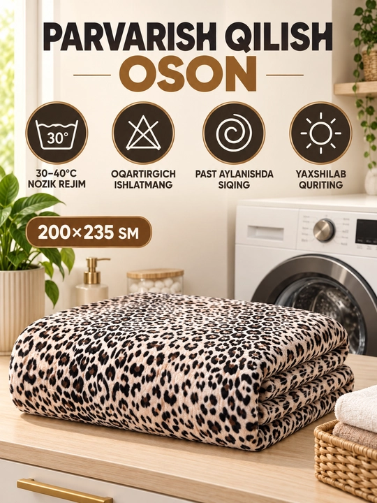 Adyol, 2 kishilik issiq, 1 qavatli 200×220 sm, 2,5 kg — uy va yotoqxona uchun qalin ko‘rpa