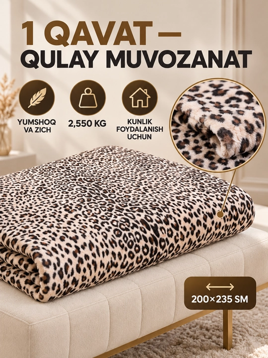Adyol, 2 kishilik issiq, 1 qavatli 200×220 sm, 2,5 kg — uy va yotoqxona uchun qalin ko‘rpa