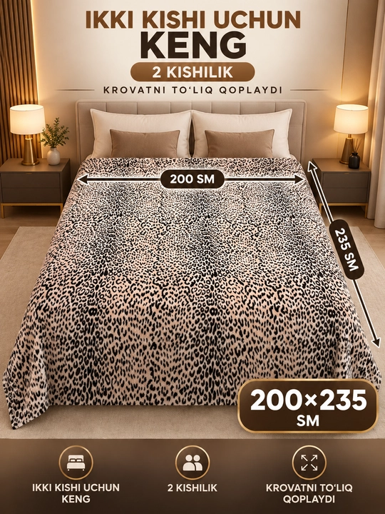 Adyol, 2 kishilik issiq, 1 qavatli 200×220 sm, 2,5 kg — uy va yotoqxona uchun qalin ko‘rpa
