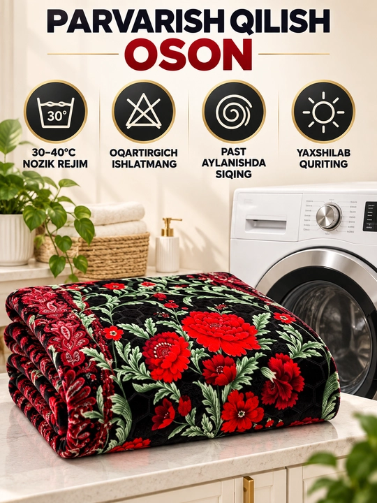 Adyol, 2 kishilik issiq, 1 qavatli 200×220 sm, 2,5 kg — uy va yotoqxona uchun qalin ko‘rpa