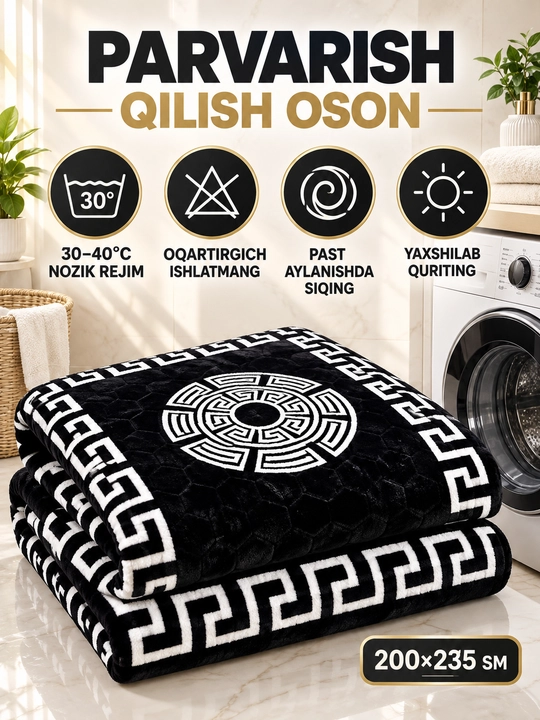 Adyol, 2 kishilik issiq, 1 qavatli 200×220 sm, 2,5 kg — uy va yotoqxona uchun qalin ko‘rpa