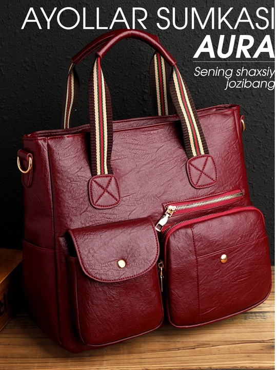 Ayollar sumkasi AURA, tout, shopper A4, krossbodi, yelkadan osiladigan sumka, ekocharm