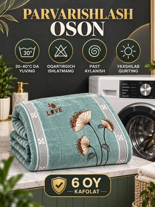 Adyol, 2 kishilik issiq, 1 qavatli 200×220 sm, 2,5 kg — uy va yotoqxona uchun qalin ko‘rpa