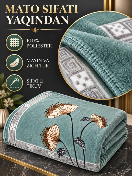 Adyol, 2 kishilik issiq, 1 qavatli 200×220 sm, 2,5 kg — uy va yotoqxona uchun qalin ko‘rpa