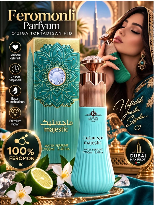 Tana va sochlar uchun feromon atir-sprey, 100 ml, Dubay, 18 +