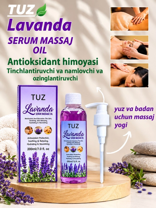 TUZ tana va yuz uchun massaj yog'i-zarobati serum namlantiruvchi va oziqlantiruvchi 200 ml - 