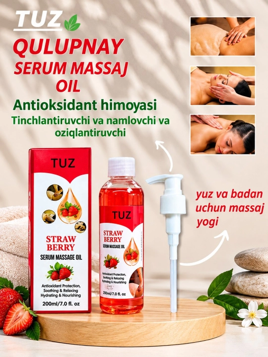 TUZ tana va yuz uchun massaj yog'i-zarobati serum namlantiruvchi va oziqlantiruvchi 200 ml - 