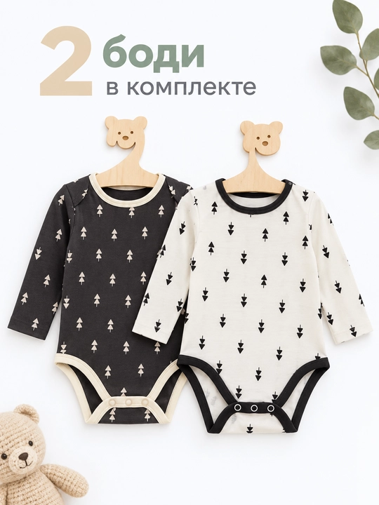 Боди комплект для новорожденных, боди и штаны, 100% хлопок - 