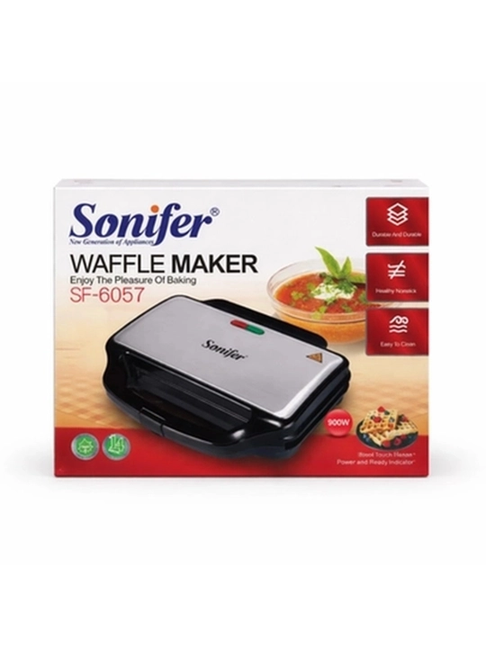 Вафельница Sonifer SF-6057 электрическая, антипригарное покрытие, 900 Вт