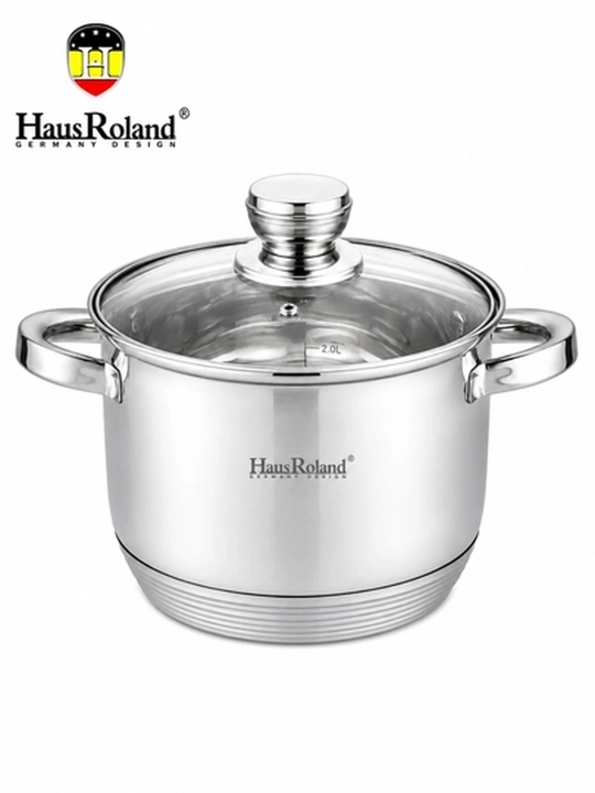 Кастрюля Haus Roland 152-6 из нержавеющей стали со стеклянной крышкой