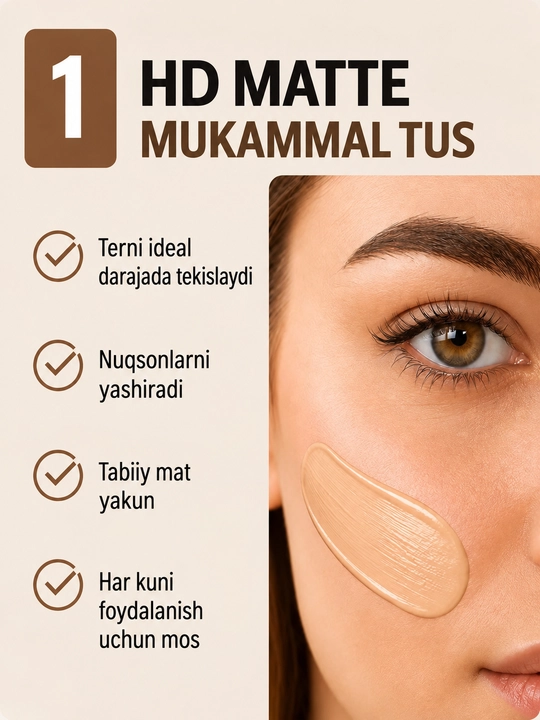 Gabrini matlovchi tonal kremi, HD Matte Make up Evermore foundation, 30 ml