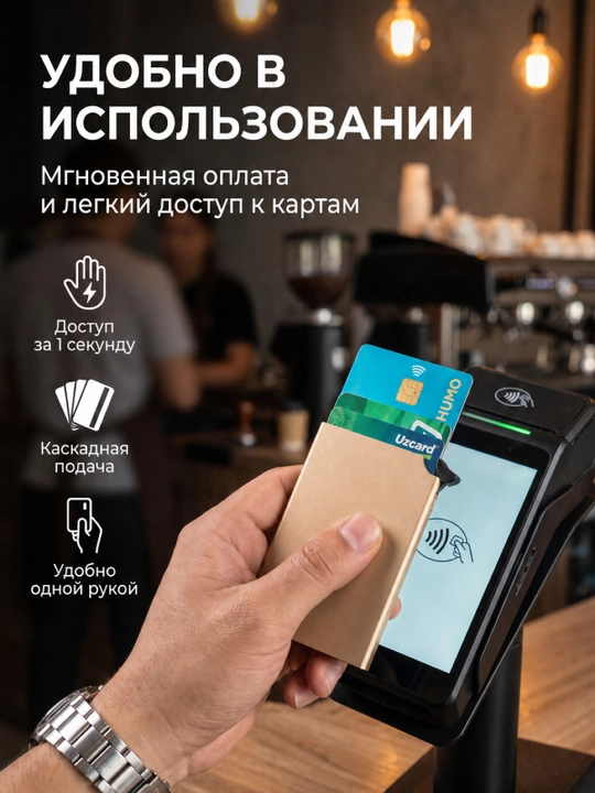 Metall kardxolder-RFID himoyasi, ixcham va ishonchli, hujjatlar uchun taktik