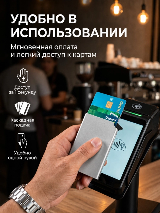 Metall kardxolder-RFID himoyasi, ixcham va ishonchli, hujjatlar uchun taktik