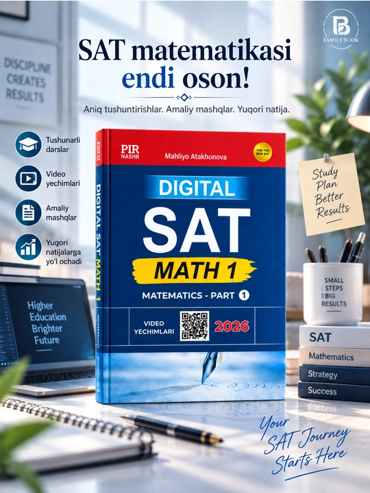 Digital SAT Math 1.  Mahliyo Ataxonova, SAT matematika kitobi 2026