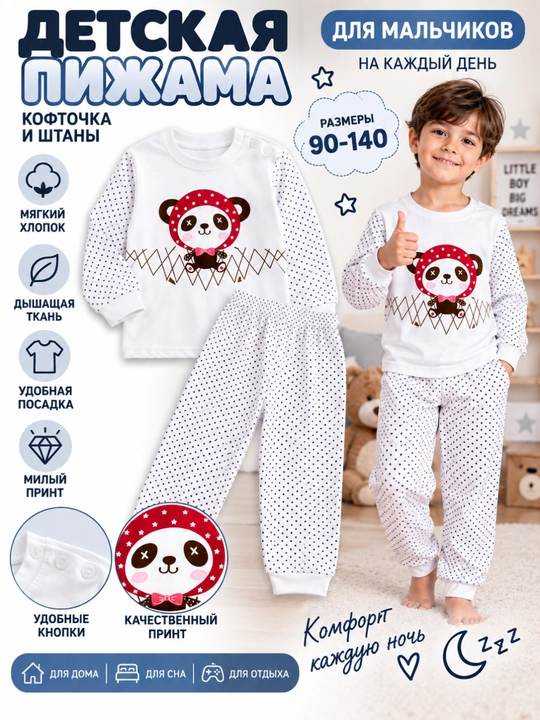 O‘g‘il bolalar uchun pijama shimli paxtali - 