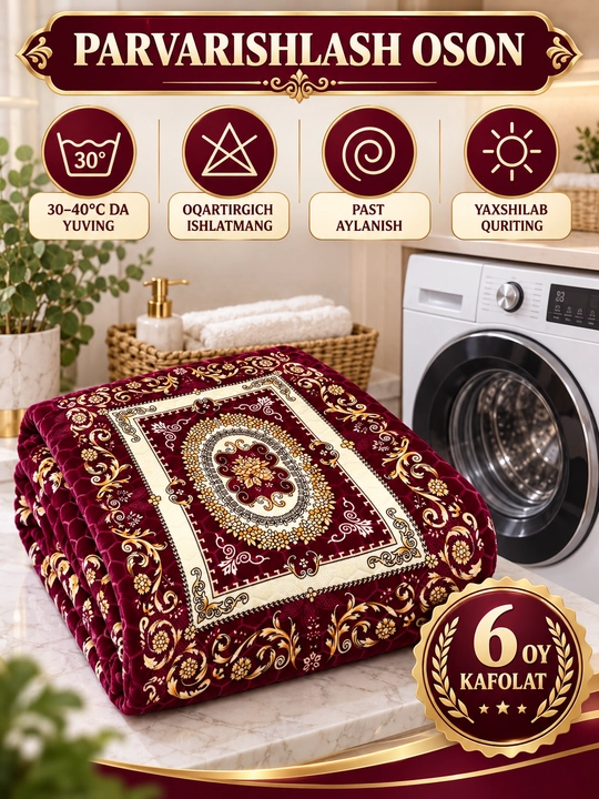 Adyol, 2 kishilik issiq, 1 qavatli 200×220 sm, 2,5 kg — uy va yotoqxona uchun qalin ko‘rpa
