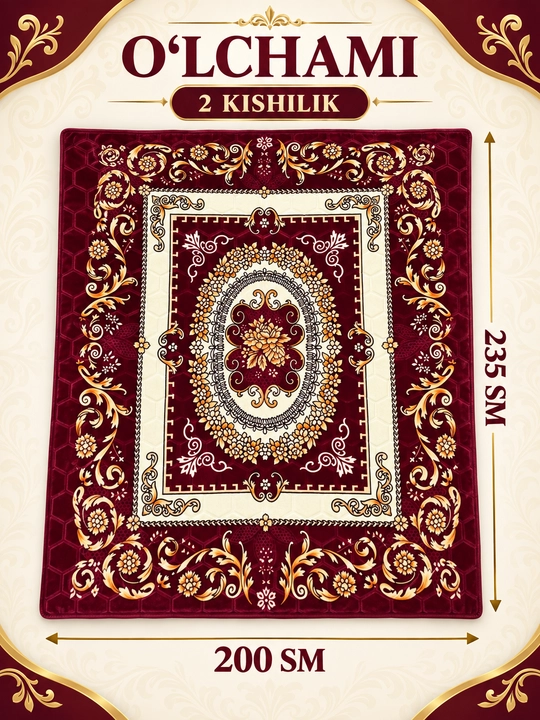 Adyol, 2 kishilik issiq, 1 qavatli 200×220 sm, 2,5 kg — uy va yotoqxona uchun qalin ko‘rpa